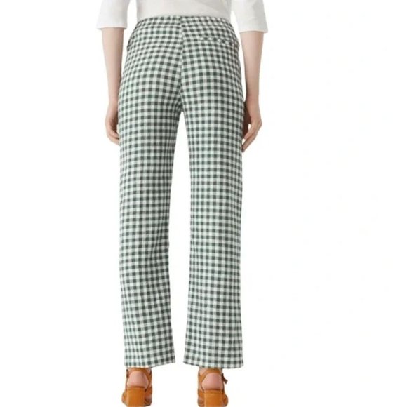 NEW 44 US 10-12 Free People Nice Things Vichy Checks Green Linen Pants Gingham - Picture 3 of 6
